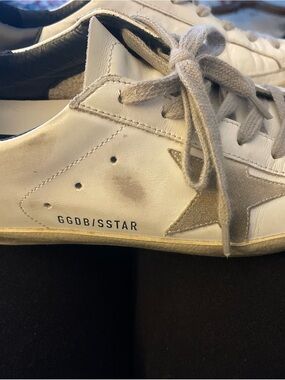 Golden Goose White Leather Sneakers with Gray Star